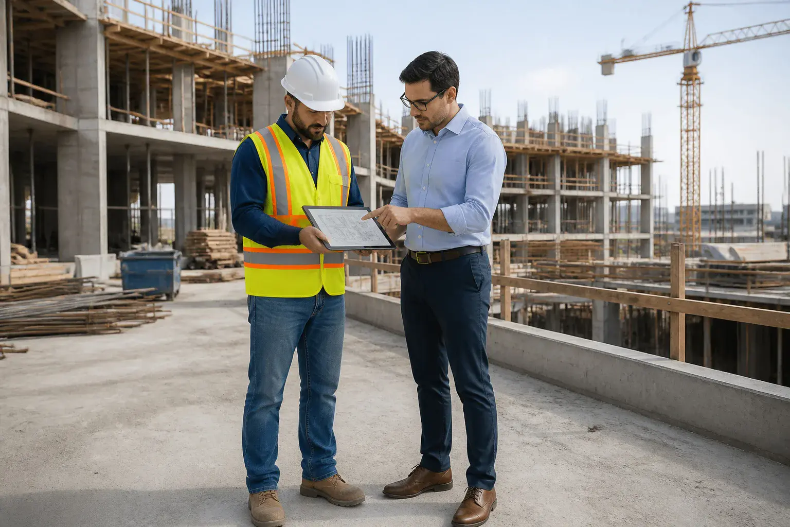 Collaboration sur un chantier moderne