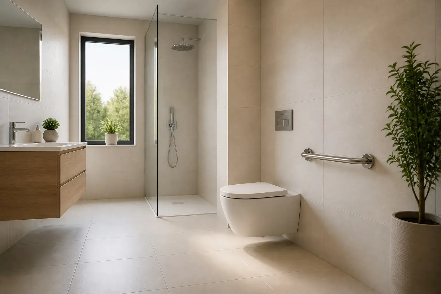 Salle de bain moderne et accessible