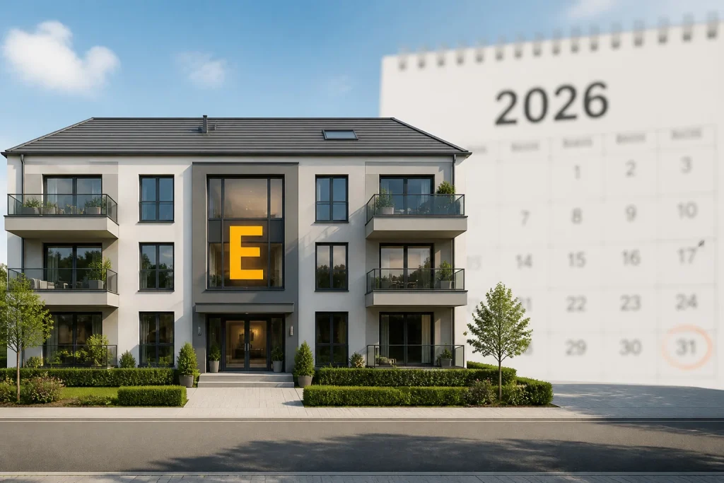 Batiment moderne avec indicateur de performance energetique