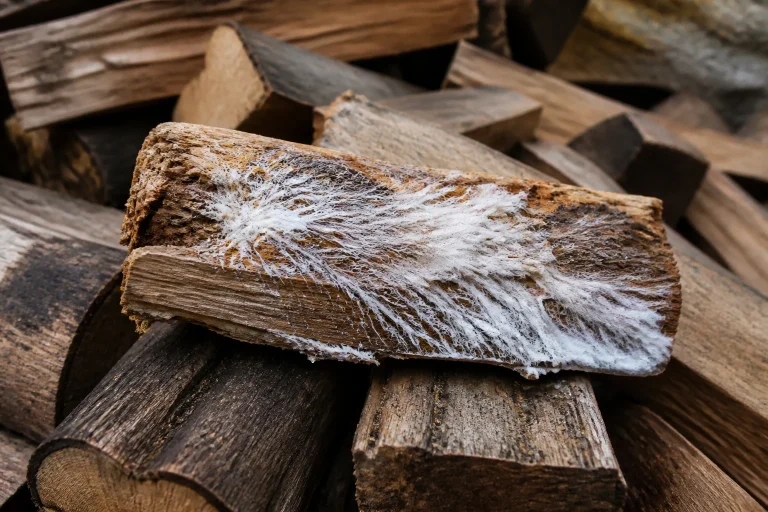 Bois de chauffage et merule une image de decomposition
