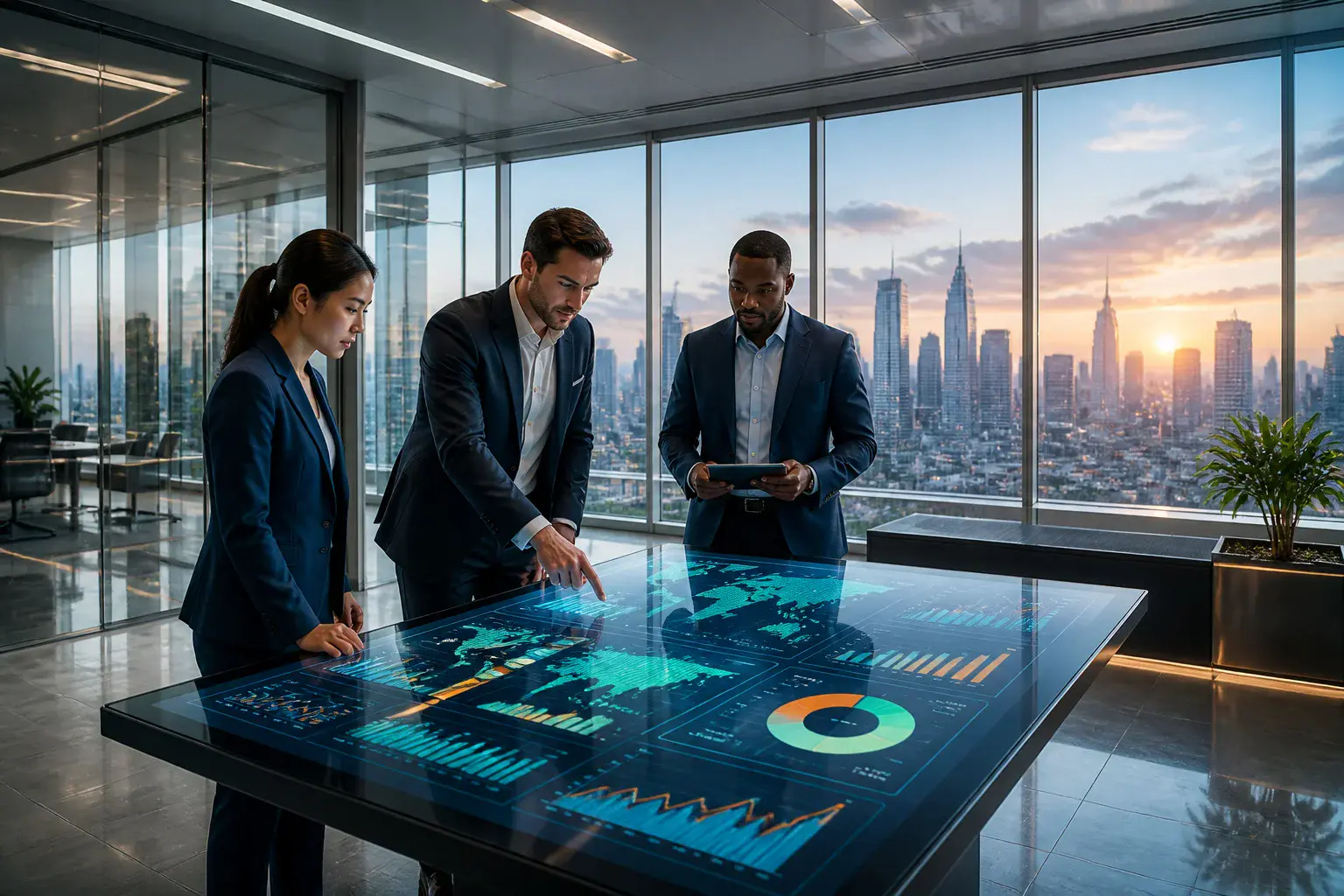 Collaboration futuriste au bureau